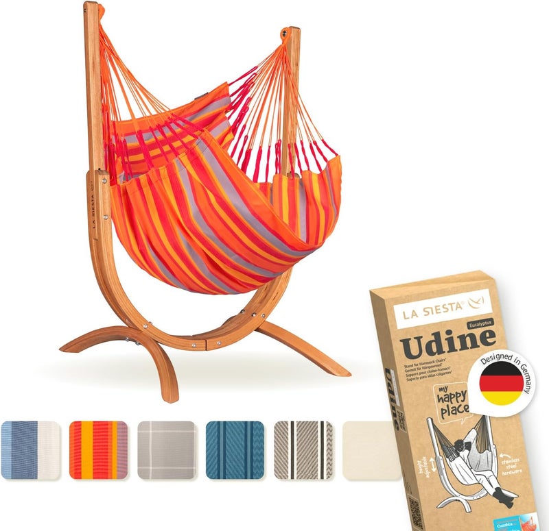 LA SIESTA Udine Outdoor Hammock Chair with Wooden Stand (W 115 cm) (Toucan) - Image 1